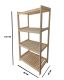 Raft din lemn masiv 4 polițe 80x133x43 cm, pin, montaj rapid