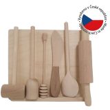 Set bucătărie din lemn natural, 7 ustensile, fag