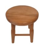 Scăunel rotund din lemn de fag, finisaj maro, 31 cm