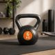 Kettlebell fitness 6 kg, plastic cu ciment, mâner ergonomic