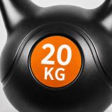 Kettlebell 20 kg negru-portocaliu, plastic cu ciment, mâner
