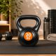 Kettlebell 20 kg negru-portocaliu, plastic cu ciment, mâner