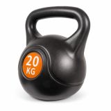 Kettlebell 20 kg negru-portocaliu, plastic cu ciment, mâner