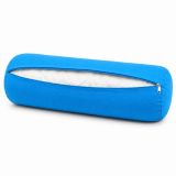 Bolster yoga albastru, coji hrișcă, husă bumbac, 60x20 cm