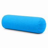 Bolster yoga albastru, coji hrișcă, husă bumbac, 60x20 cm