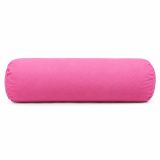 Pernă cilindrică yoga roz, coji de hrișcă, husă bumbac 60x20