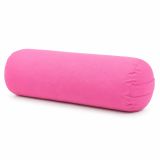 Pernă cilindrică yoga roz, coji de hrișcă, husă bumbac 60x20