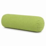 Pernă cilindrică yoga verde, bumbac, coji de hrișcă, 60x20cm