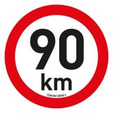 Autocolant cu limita de viteză 90 km/h, 20 cm, reflectorizan