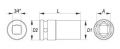 Extensie de impact 3/4" hexagonal cu adâncimea de 30 mm CrMo