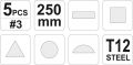Set de pile de lăcătușerie - 250 mm, 5 bucăți