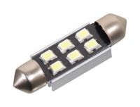 Bec cu 6 LED-uri CAN-BUS cu rezistor - alb, 12V
