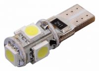 Bec cu 5 LED-uri SMD, cu rezistor CAN-BUS ready - alb, 12V