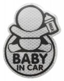 Autocolant reflectorizant Baby in Car, argintiu, 9,5x12,5 cm