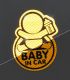 Autocolant reflectorizant Baby in Car galben 9,5x12,5 cm
