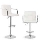 MIADOMODO Scaun de bar 2 buc, cu brațe, alb