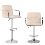 MIADOMODO Scaun de bar 2pcs, cu brațe, bej