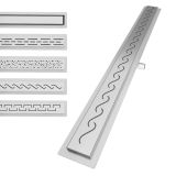 Scurgere liniară duș inox, 100 cm, model val, finisaj sablat