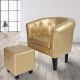 Fotoliu club cu taburet Chesterfield, auriu