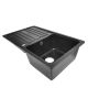 Chiuvetă din granit cu scurgere, neagră, 76 x 46 cm