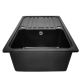 Chiuvetă din granit cu scurgere, neagră, 76 x 46 cm