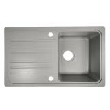 Chiuvetă din granit cu scurgere, gri, 76 x 46 cm