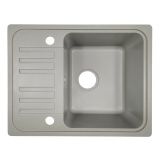 Chiuvetă din granit cu scurgere, gri, 57 x 45 cm