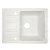 Chiuvetă din granit cu scurgere, albă, 57 x 45 cm