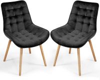 Set de scaune matlasate, negru, 2 buc