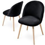 Set de scaune de masă din catifea, 2 buc - negru