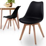 Set de 2 x scaune de luat masă din plastic,  negru