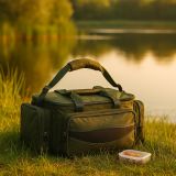 Geantă de pescuit impermeabilă verde, 56×31×30 cm, 600D poli