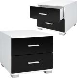 Set de 2 noptiere, alb-negru, 40 x 40 x 35 cm