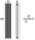 Radiator vertical, conexiune centrală, 1800 x 304 x 69 mm