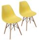 Set de scaune de luat masă din plastic, 2 bucăți, galben