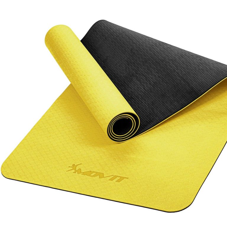 Covor de exerciții yoga MOVIT, 190 x 100 cm, galbenă