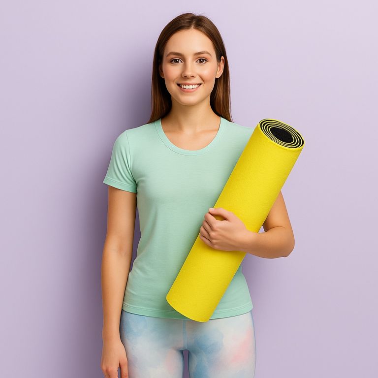 Covor de exerciții yoga MOVIT, 190 x 100 cm, galbenă