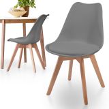 MIADOMODO Set de scaune de masă, gri, 2 bucăți