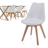 MIADOMODO Set de scaune de sufragerie, alb, 6 bucăți