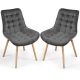 MIADOMODO Set scaune de sufragerie matlasate, gri închis 2 b