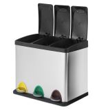 JAGO Coș de gunoi cu pedale, oțel inoxidabil, 24 l