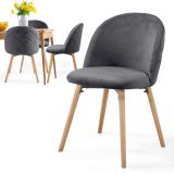 MIADOMODO Set de scaune de masă catifea, gri, 4 buc