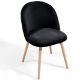 Scaun catifea neagră, stil nordic, picioare lemn fag, 80x50