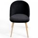 Scaun catifea neagră, stil nordic, picioare lemn fag, 80x50
