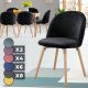 Scaun catifea neagră, stil nordic, picioare lemn fag, 80x50