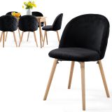 Scaun catifea neagră, stil nordic, picioare lemn fag, 80x50