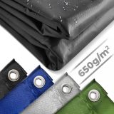 JAGO Prelata 650 g/m², ochiuri de aluminiu, negru, 4 x 5 m