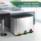 Coș de gunoi inox 45L cu 3 compartimente, pedale colorate