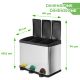 Coș de gunoi inox 45L cu 3 compartimente, pedale colorate