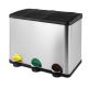 Coș de gunoi inox 45L cu 3 compartimente, pedale colorate